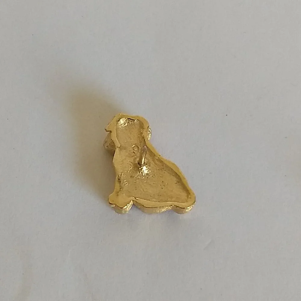 Gold Tone Sitting Dog Puppy Pin Brooch 3D Textured Gift Modern Minimalist Preppy